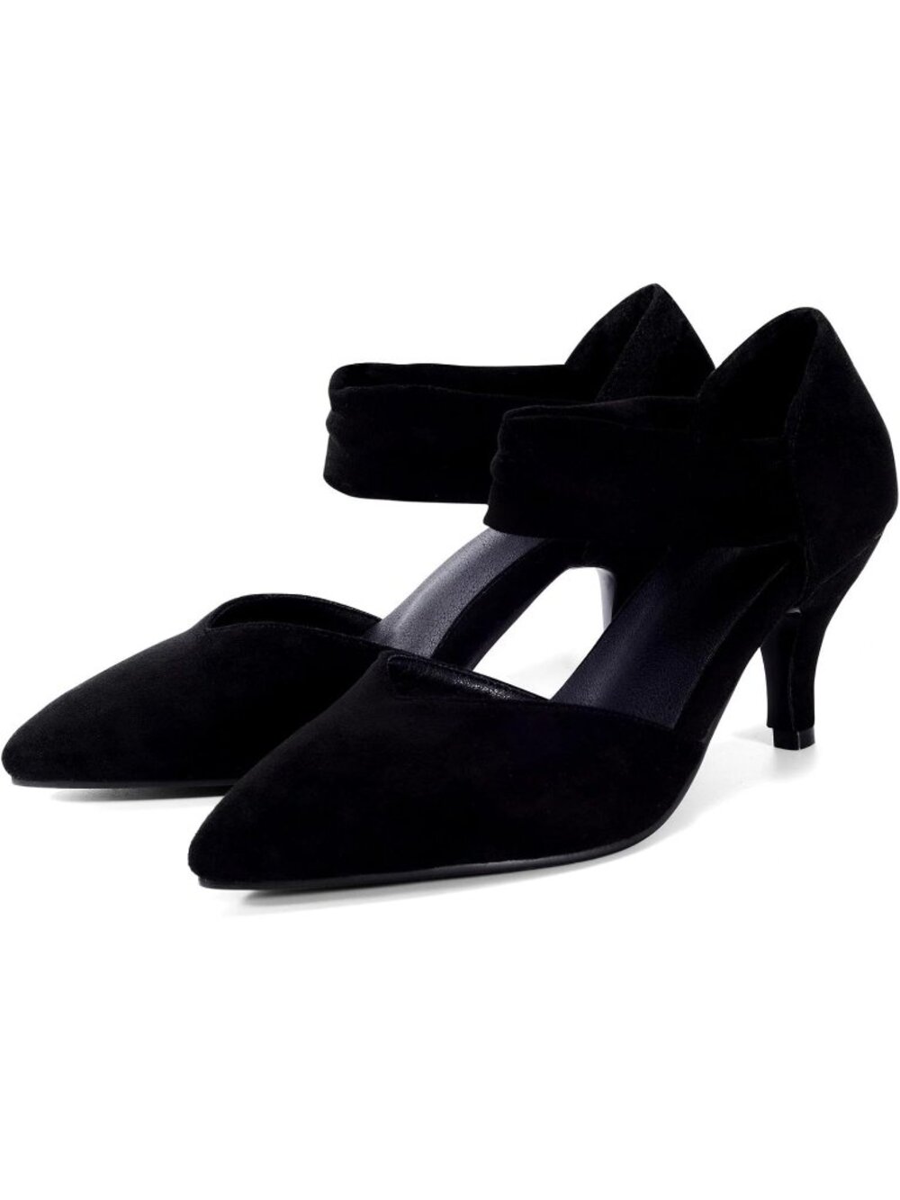 Women's Black Dress Kitten Heels Comfortable Closed Toe Pumps Shoes Pointed Toe
